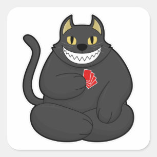 Adesivo Quadrado Gato no Poker com cartões Poker