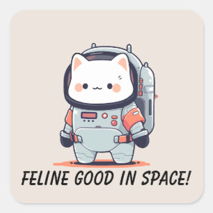 Adesivo Quadrado Gato no Spacesuit - Felino no espaço