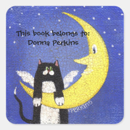 Adesivo Quadrado Gato no Vestido da Lua