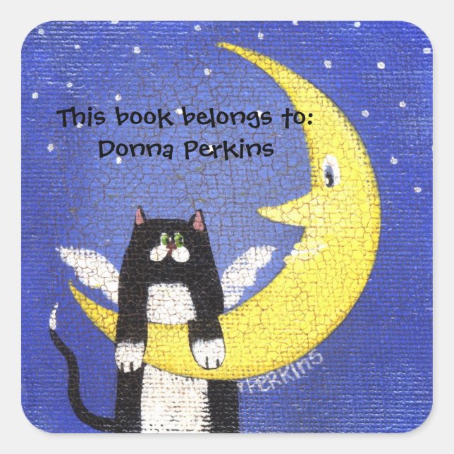 Adesivo Quadrado Gato no Vestido da Lua (Frente)