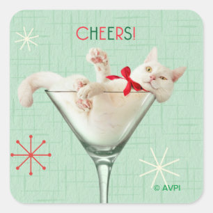 Adesivo Quadrado Gato no Vidro Martini