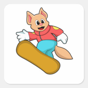 Adesivo Quadrado Gato nos esportes de snowboard