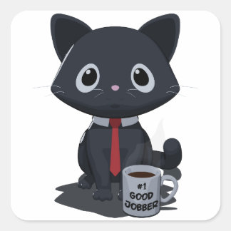 Adesivo Quadrado Gato Número Um Fazedor de Bons Trabalhos
