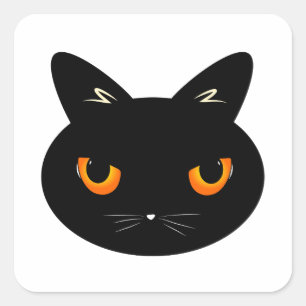Adesivo Quadrado gato preto com olhos laranja