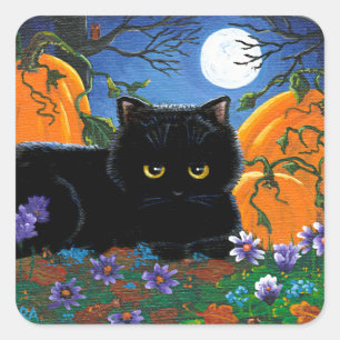 Adesivo Quadrado Gato preto Creationarts da queda engraçada