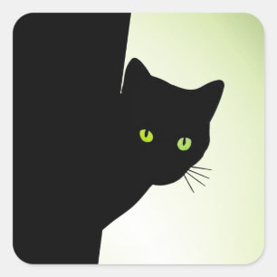 Adesivo Quadrado Gato Preto de Olhos Verdes