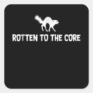 Adesivo Quadrado Gato Preto Dia de as Bruxas engraçado   Rotulagem