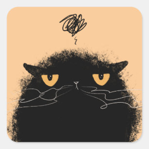 Adesivo Quadrado Gato Preto Grumado