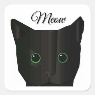 Adesivo Quadrado Gato Preto Meow