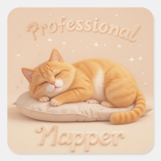Adesivo Quadrado Gato Profissional Dorminhoco Gatinho Fofo Dormindo