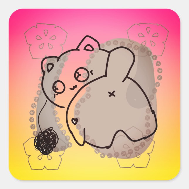 Adesivo Quadrado Gato Reprodutor com Fios (Frente)