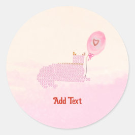 Adesivo Quadrado Gato Rosa Fofo Obrigado 