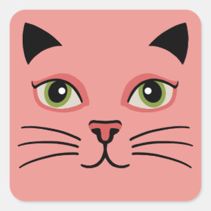 Adesivo Quadrado Gato Rosa Retro