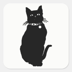 Adesivo Quadrado Gato Silhouette