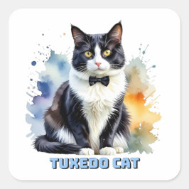 Adesivo Quadrado Gato Smoking Elegante