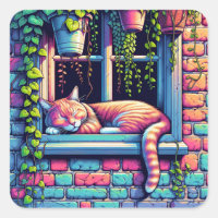 Gato Sonolento na Janela Envia Arte Ai