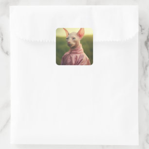 Adesivo Quadrado Gato Sphynx Vestido – Arte da Natureza Brincalhona