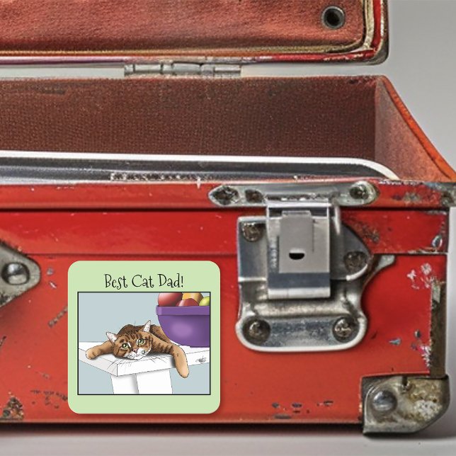 Adesivo Quadrado Gato Tabby Laranja dia de os pais (Criador carregado)