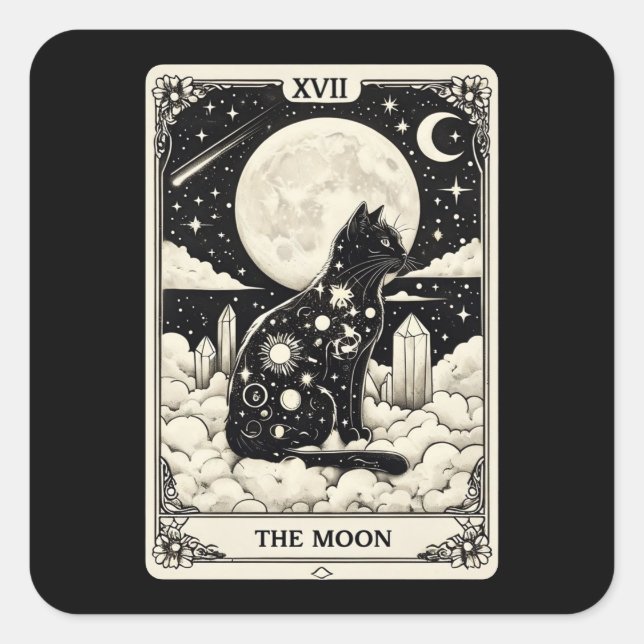Adesivo Quadrado Gato Tarot O Gráfico Da Lua (Frente)