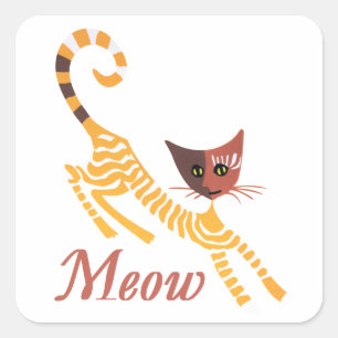 Adesivo Quadrado Gato vermelho engraçado