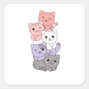 Adesivo Quadrado Gatos Cutoromânicos Do Orgulho Lgbtq