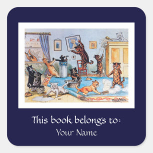 Adesivo Quadrado Gatos da limpeza da primavera por Louis Wain