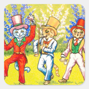 Adesivo Quadrado Gatos Dançantes