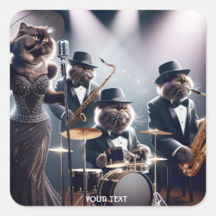 Adesivo Quadrado Gatos de Banda Fantasy Cute Jazz
