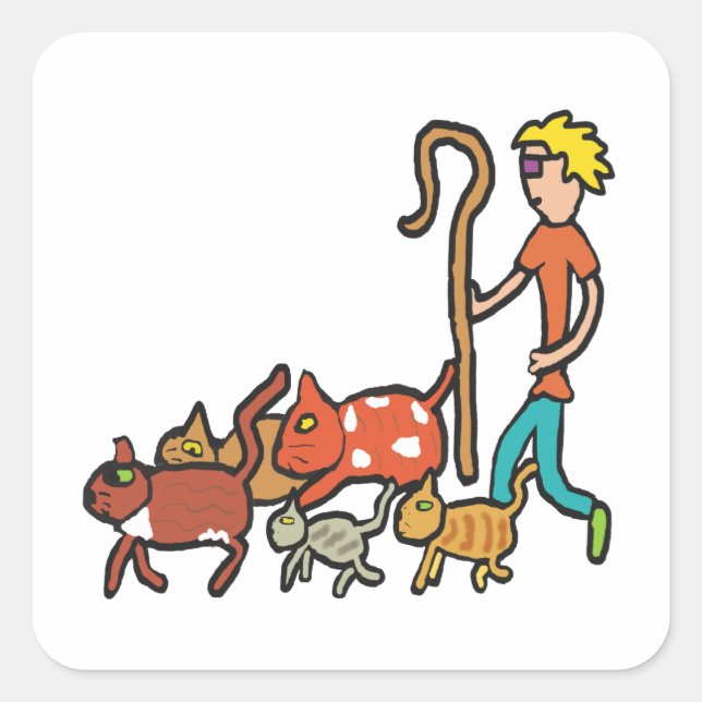 Adesivo Quadrado Gatos De Criação (Frente)