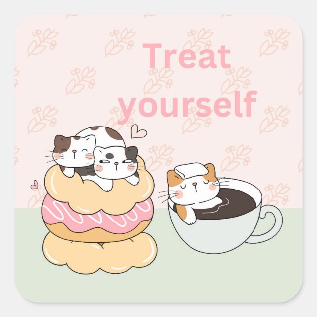 Adesivo Quadrado Gatos De Foodie (Frente)