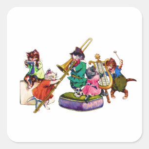 Adesivo Quadrado Gatos de Jazz