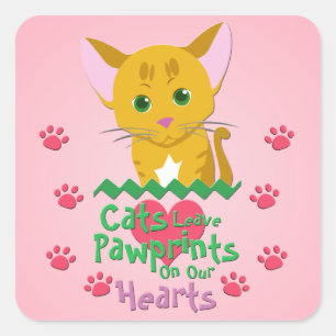 Adesivo Quadrado Gatos Deixam Pawprint