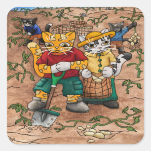 Adesivo Quadrado Gatos Fazendas De Colheita De Batata