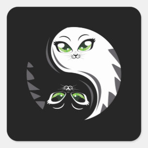 Adesivo Quadrado Gatos Gatos Gato Lover Ying Yang Hangover Ideia