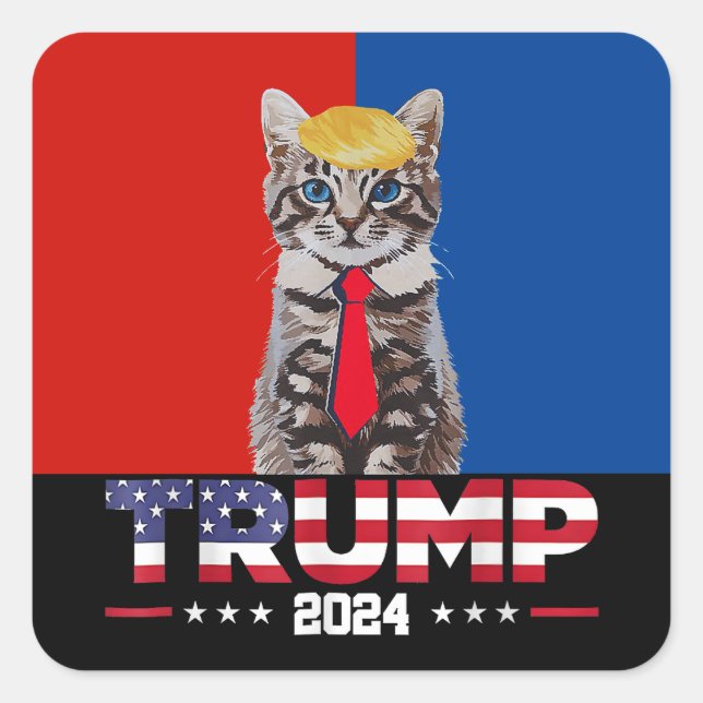 Adesivo Quadrado Gatos Para Trump 2024 | Vance Trump Red Blue (Frente)