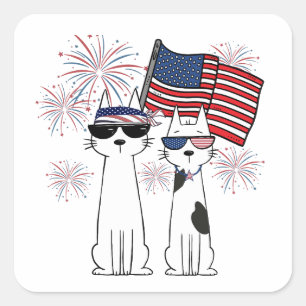 Adesivo Quadrado Gatos Patrióticos Legais