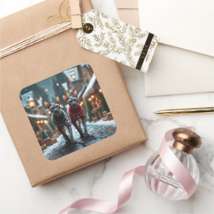 Adesivo Quadrado Gatos Sphynx Natal Neve Feriado