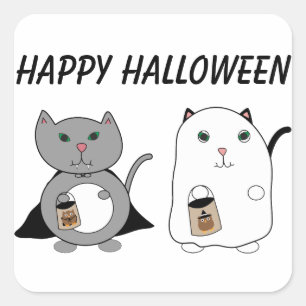 Adesivo Quadrado Gats Ghost Vampire Happy Halloween Personalizado