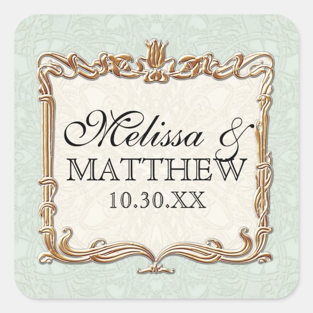 Adesivo Quadrado Gatsby Art Deco Nouveau Lace Faux Dourada Tulip (Frente)