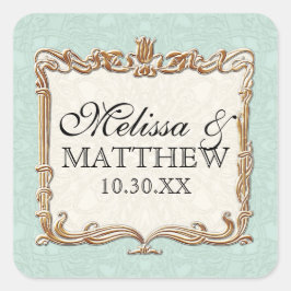 Adesivo Quadrado Gatsby Art Deco Nouveau Lace Faux Dourada Tulip