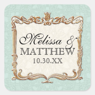 Adesivo Quadrado Gatsby Art Deco Nouveau Lace Faux Dourada Tulip