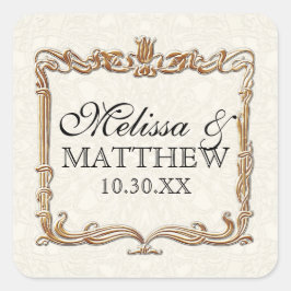 Adesivo Quadrado Gatsby Art Deco Nouveau Lace Faux Dourada Tulip