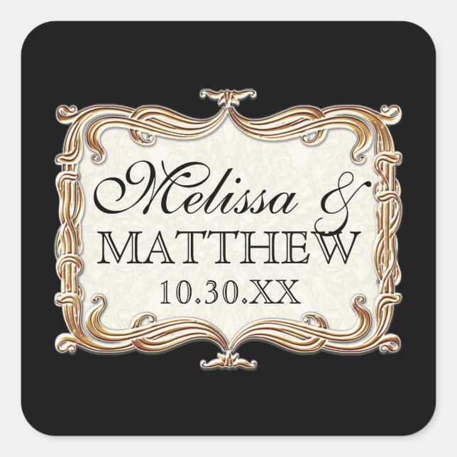 Adesivo Quadrado Gatsby Art Deco Nouveau Lace Faux Dourada Tulip (Frente)