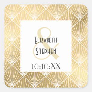 Adesivo Quadrado Gatsby Elegante Arte Deco Casamento Quadrado Branc