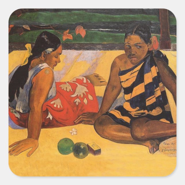 Adesivo Quadrado Gauguin French Polynesia Tahiti Women Painting (Frente)