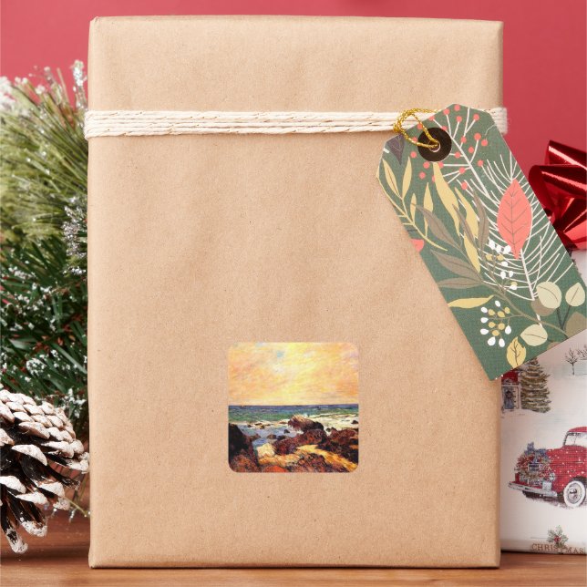 Adesivo Quadrado Gauguin - Rocks and Sea, (Feriado)