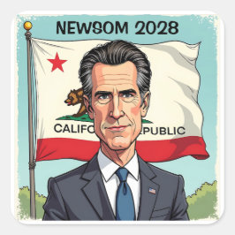 Adesivo Quadrado Gavin Newsom para Presidente Político