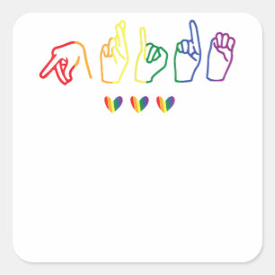 Adesivo Quadrado Gay ASL Pride - Gay de suporte a linguagem de sina