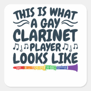Adesivo Quadrado Gay Clarinet Player LGBTQ - Instrumento arco-íris