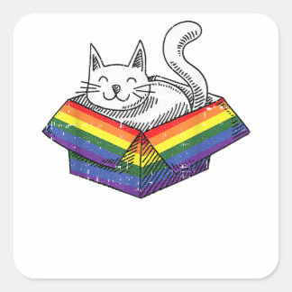 Adesivo Quadrado Gay do Orgulho Arco-Íris Gatinho de Gatinhos Cueca